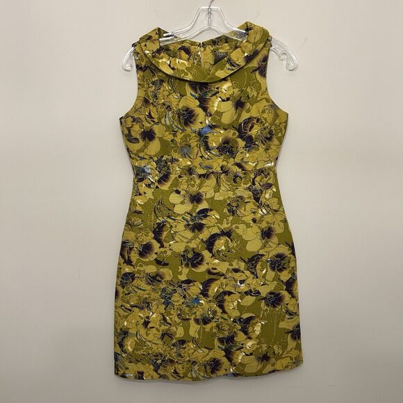 Taylor Dress Bengaline‎ Womens size 2 Green floral silk blend sleeveless bold - Picture 1 of 14